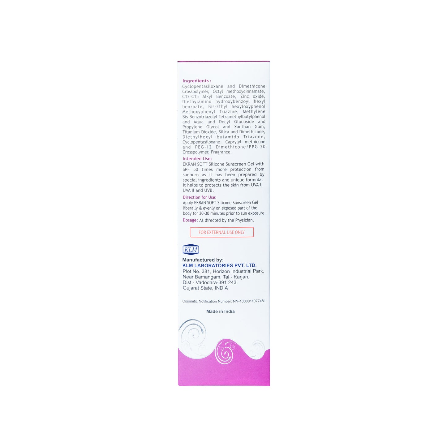 Ekran Silicone Sunscreen Gel SPF50+ PA++++ 50g