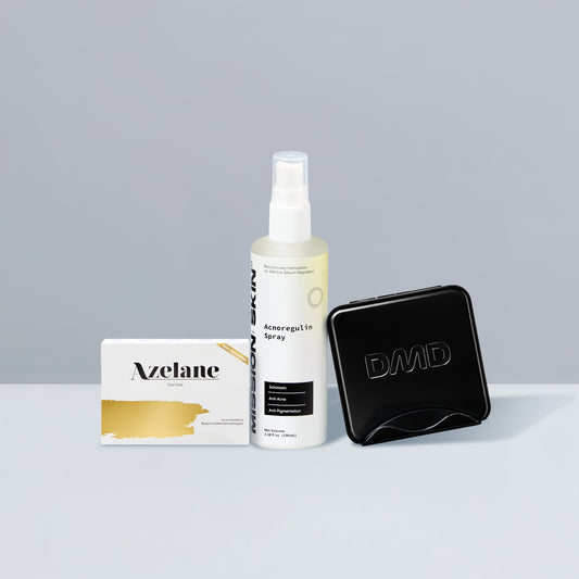4/4 AZELANE Face Soap + MISSION SKIN Acnoregulin Spray with FREE DMD Soap Case