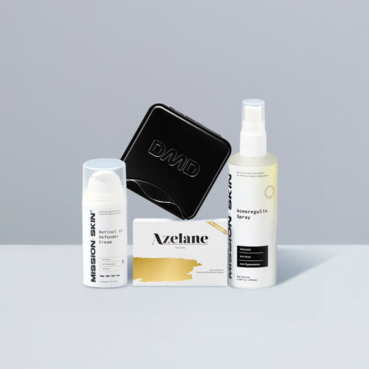7/7 Bundles - DMD SUPER TRIO BUNDLE: AZELANE Face Soap + MISSION SKIN Acnoregulin Spray + MISSION SKIN Retinol 1% Defender Cream with FREE DMD Soap Case