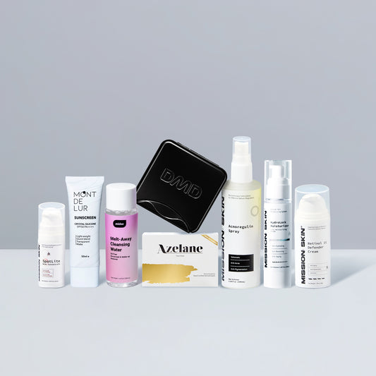 7/7 Bundles - AZELANE Soap + MISSION Acnoregulin + MISSION HydroLock  + MISSION SKIN Retinol 1% Defender Cream + MISSION SKIN SpotLite Acne Spot Concentrate + MONT DE LUR Crystal Silicone Sunscreen + MIDOO Melt-Away Cleansing Water with FREE Soap Case