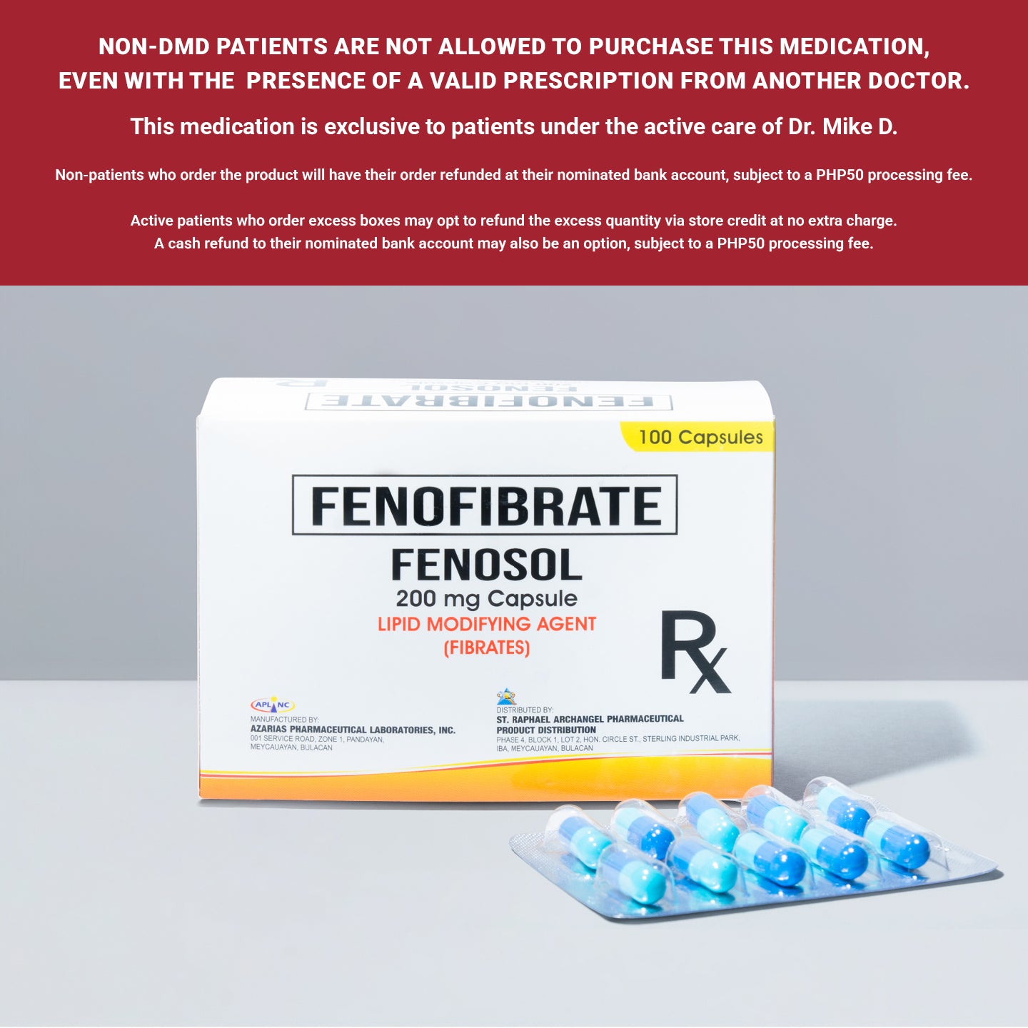 [RX] Fenofibrate Fenosol 200mg Capsule (30)
