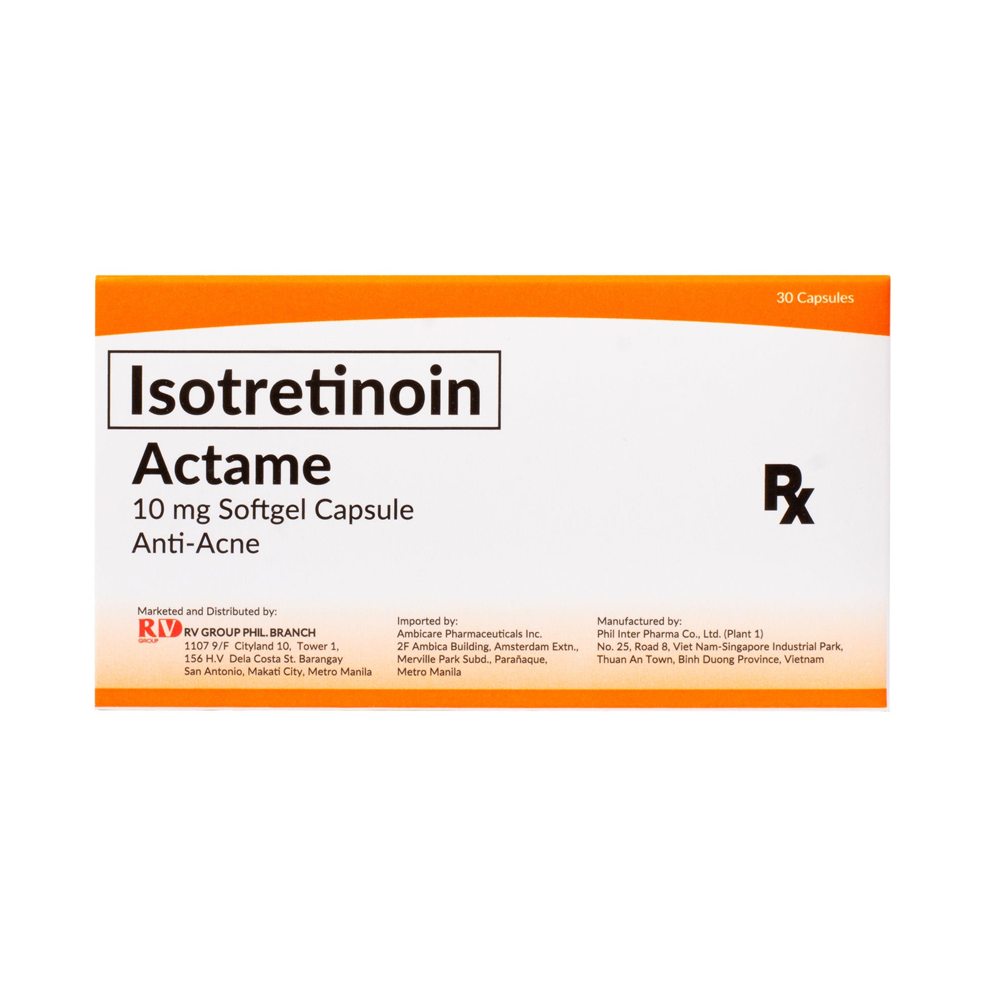 Rx ACTAME Isotretinoin 10mg (Box of 30s) DMD Skin Sciences