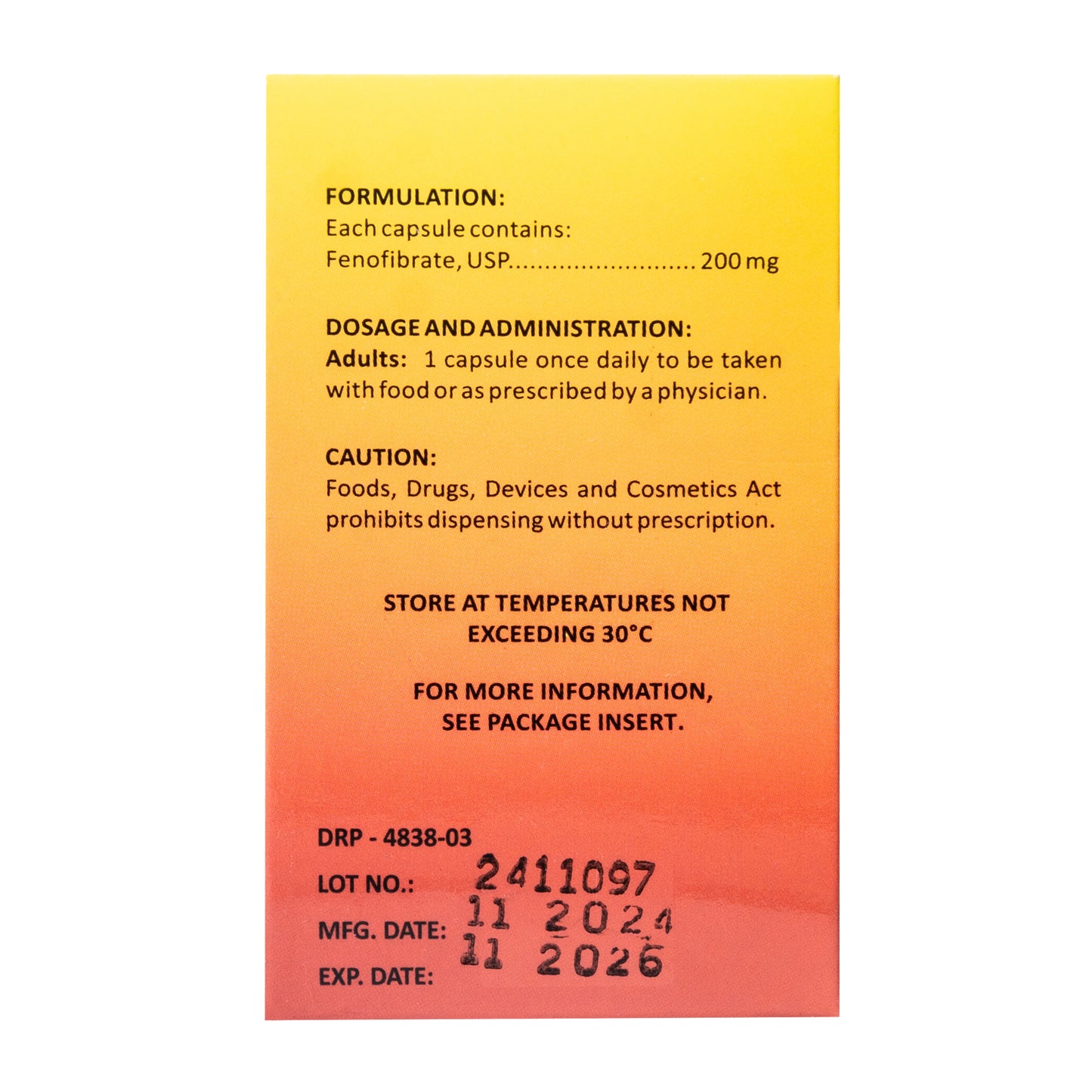 [RX] Fenofibrate Fenosol 200mg Capsule (30)