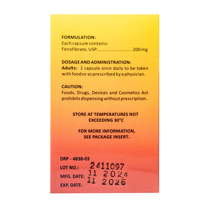 [RX] Fenofibrate Fenosol 200mg Capsule (30)
